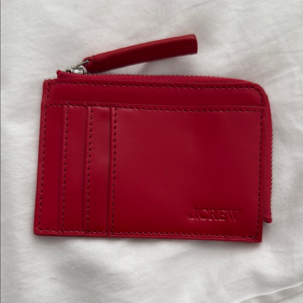 NEW J.Crew Red Leather Card Holder